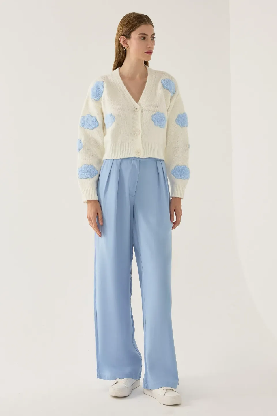Abstract Pattern V-Neck Button Cardigan