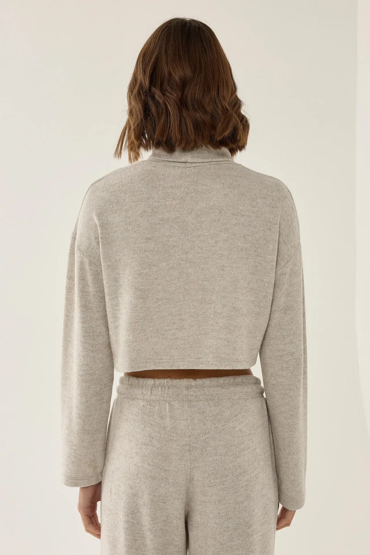 Textured Turtleneck Crop Sweater