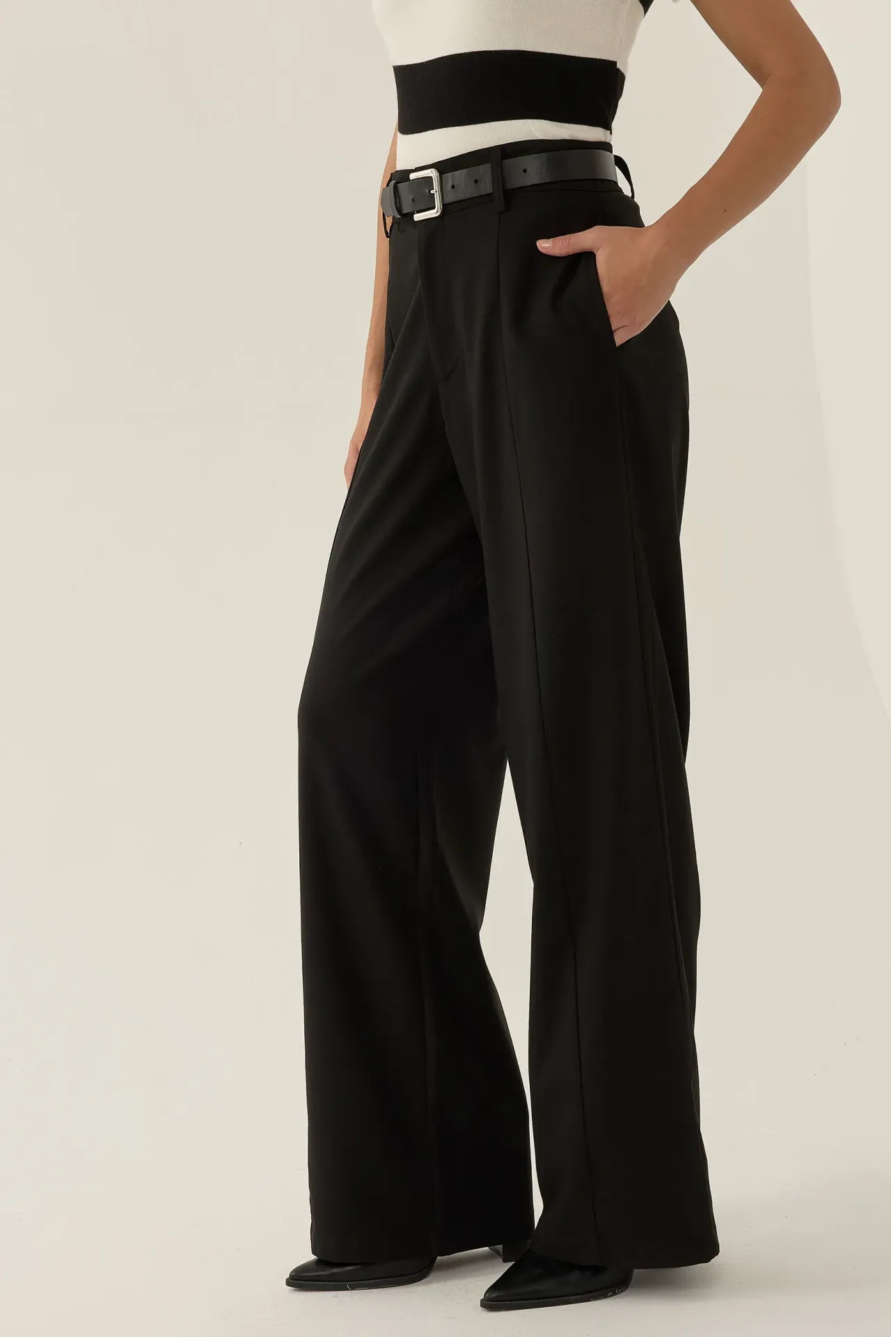 High Waist Wide Leg Pleated Pants