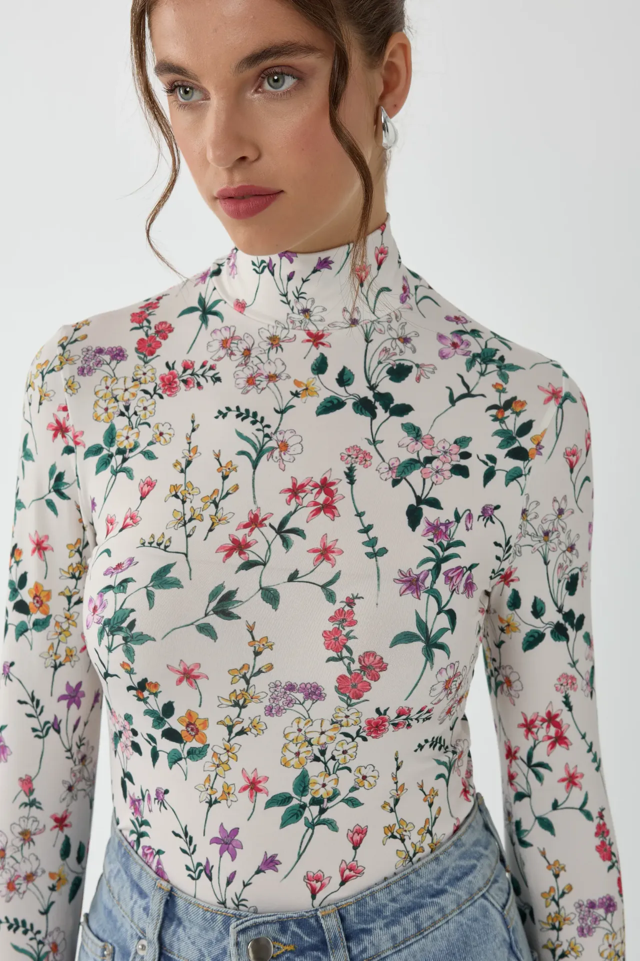 Floral Print Long Sleeve Sweater