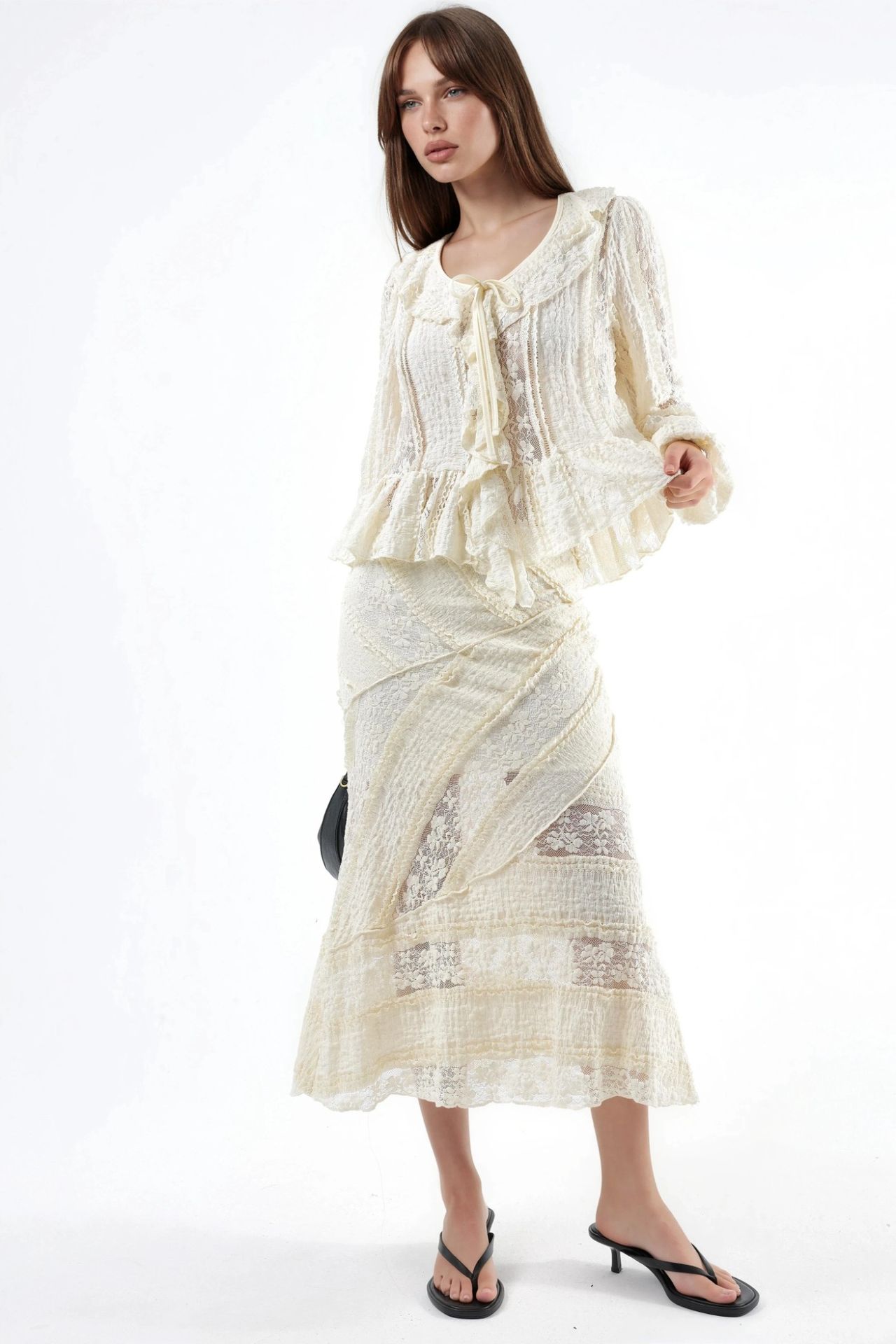 BUSEM Textured A-Line Midi Skirt 2