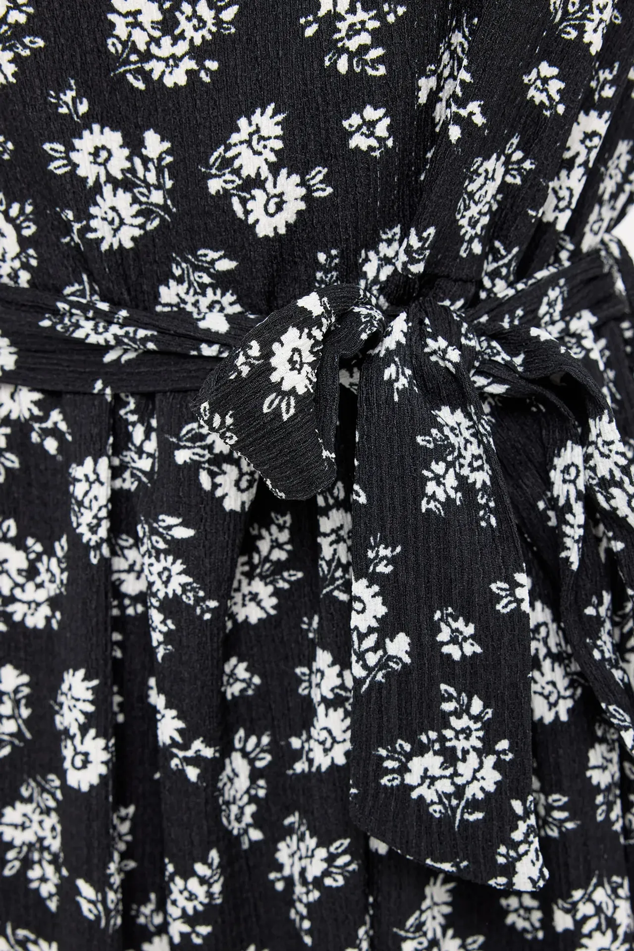 Floral Maxi Dress with Long Sleeves and Tie-Side