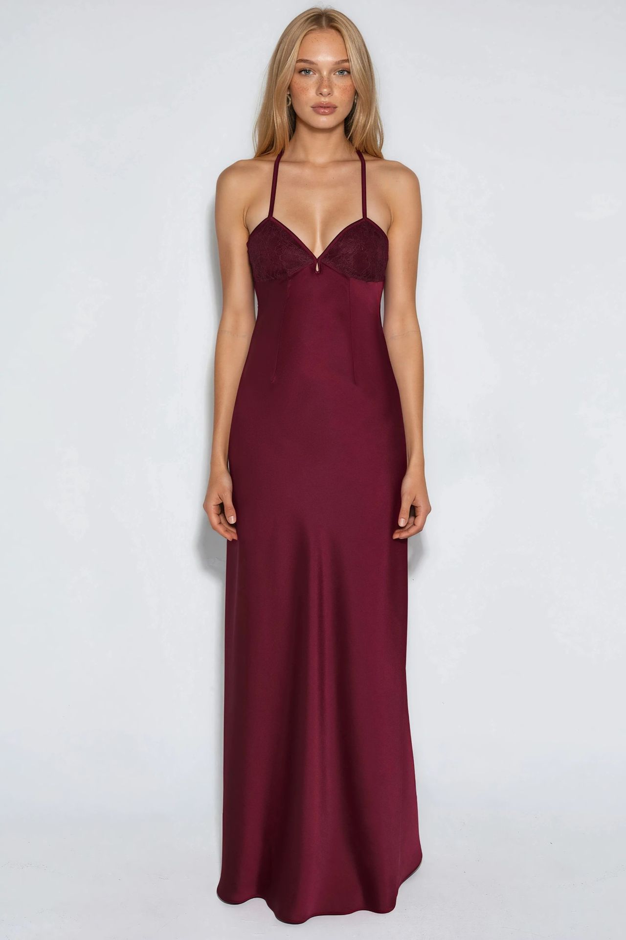 Heart Collar Lace Detail Maxi Dress 8