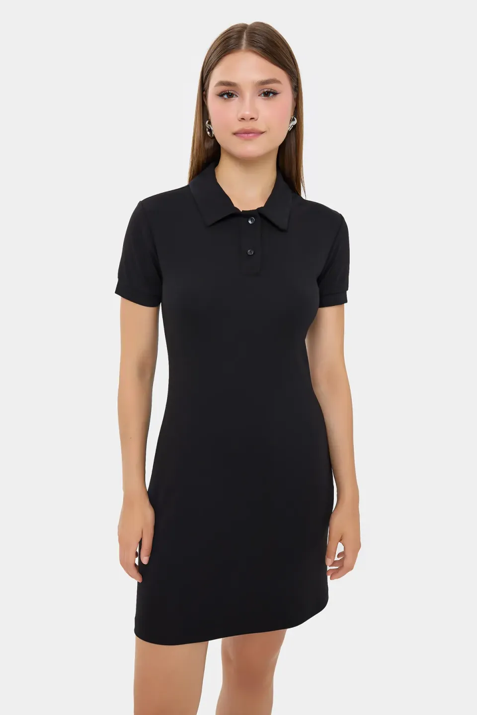 Button-Detail Mini Dress