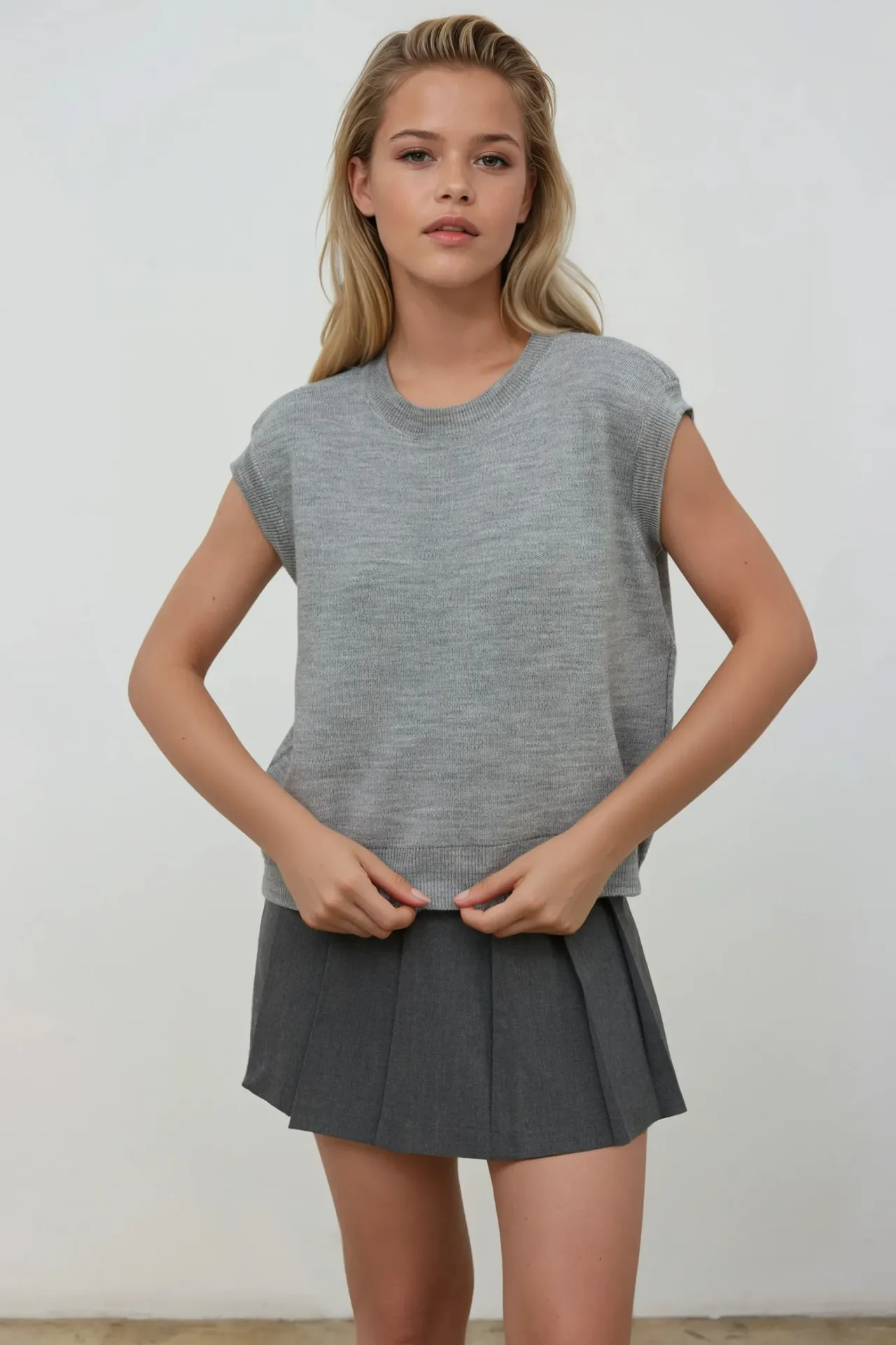 Crew Neck Sweater Vest 3