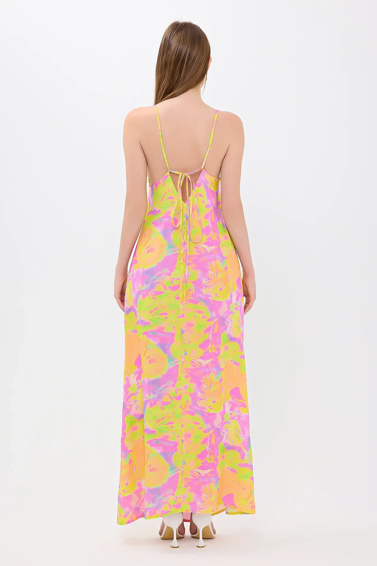 Floral Cross Neck Spaghetti Strap Maxi Dress