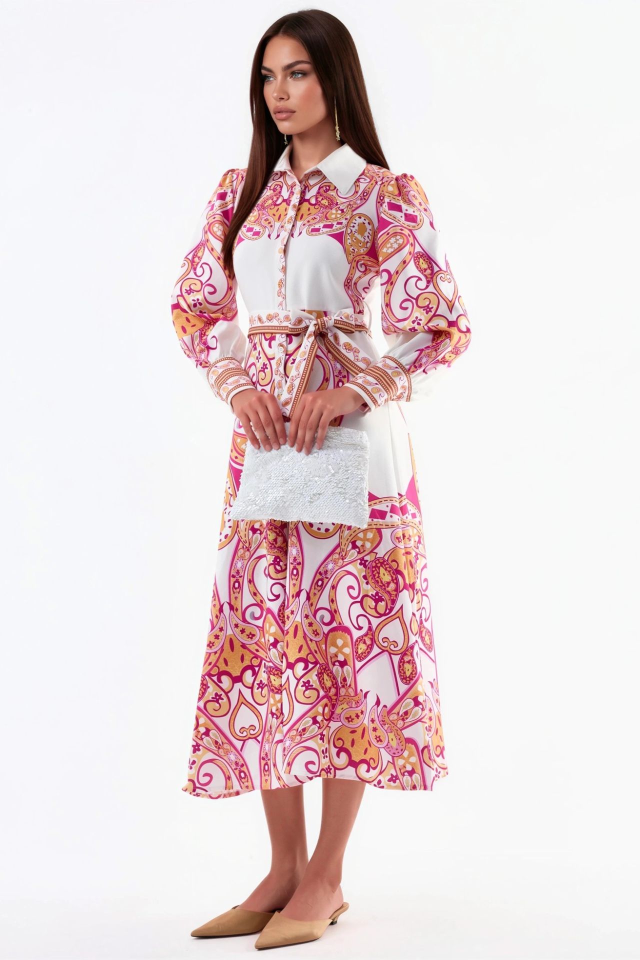 MSN Paisley Print Belted Maxi Dress 4