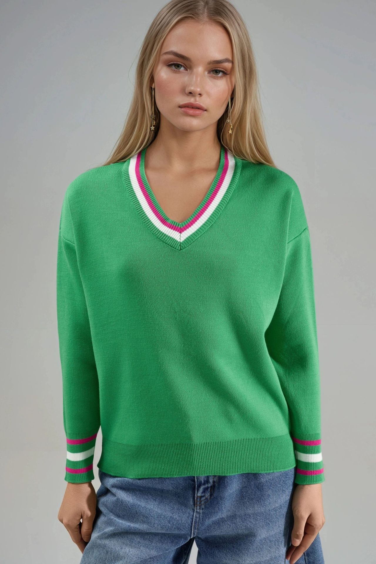 MY FASHION V-Neck Striped Knit Sweater 6
