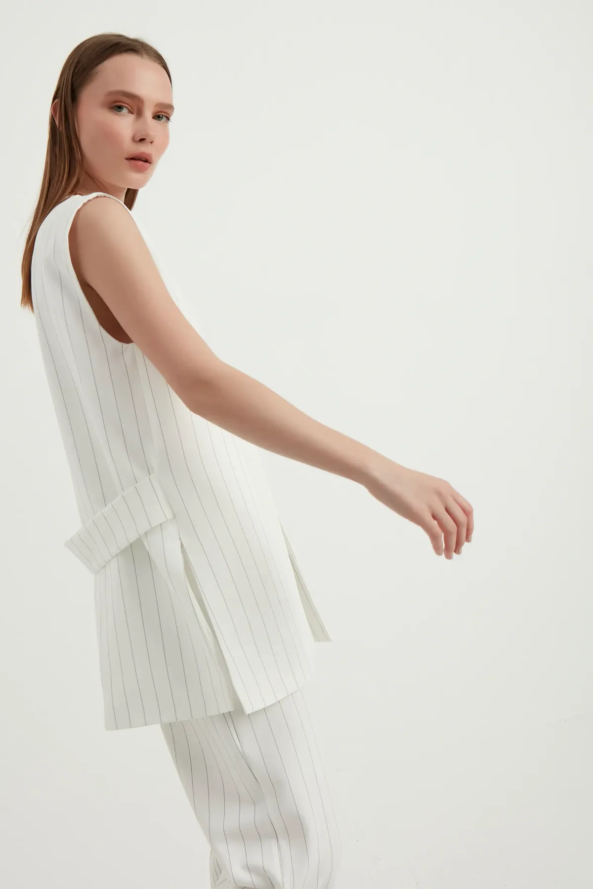 Striped V Neck Waistcoat 4
