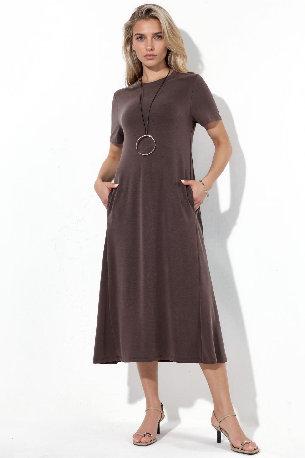 BUSEM Straight Midi Jersey T-Shirt Dress 1