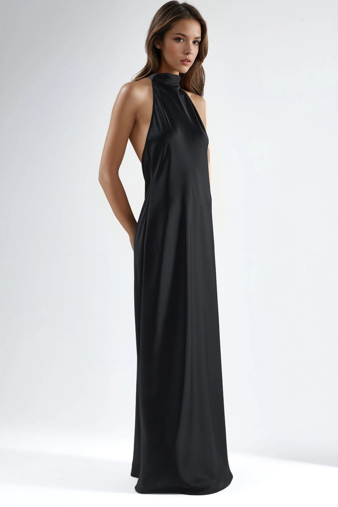 Halter Neck Satin Maxi Dress 3