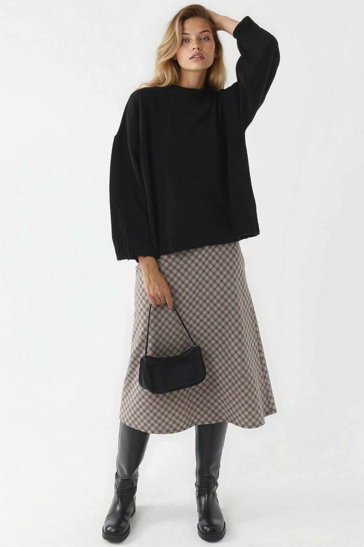 MY FASHION Oversized Textured Knit Sweater with Crew Neck 4