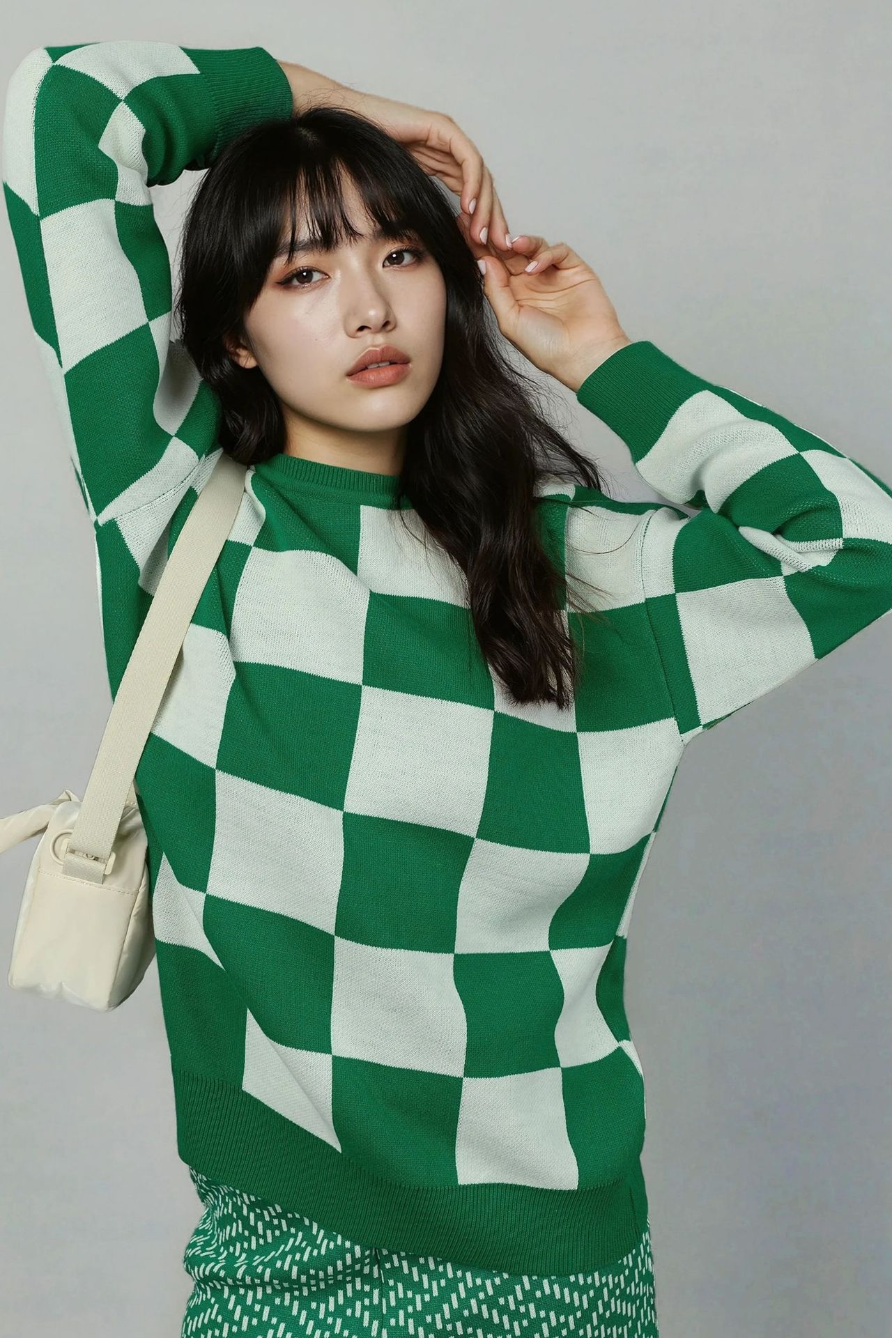 MY FASHION Plaid Ribbed Knit Sweater with Comfort Fit 1