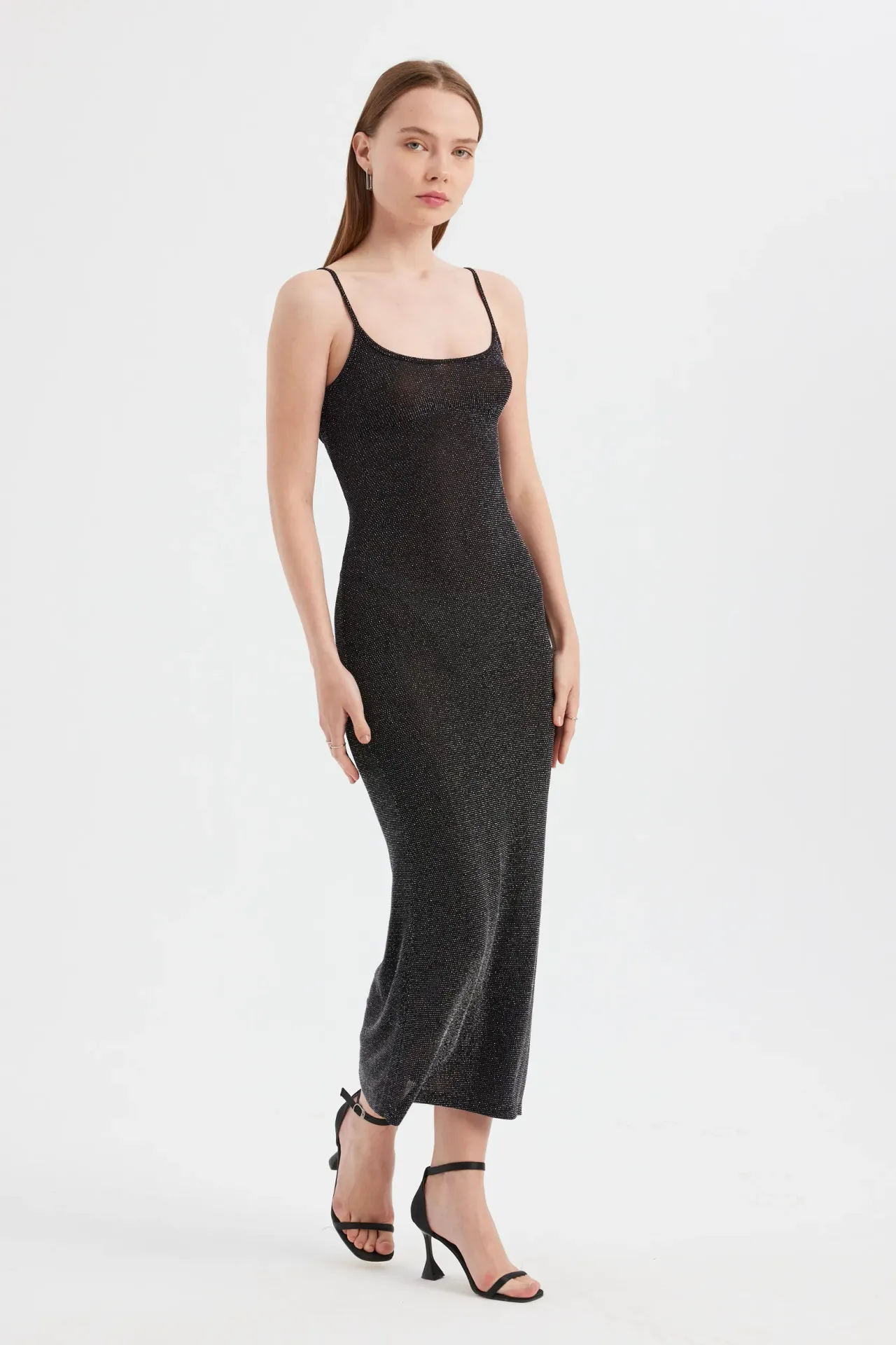 Solid Woven Maxi Dress with Spaghetti Straps