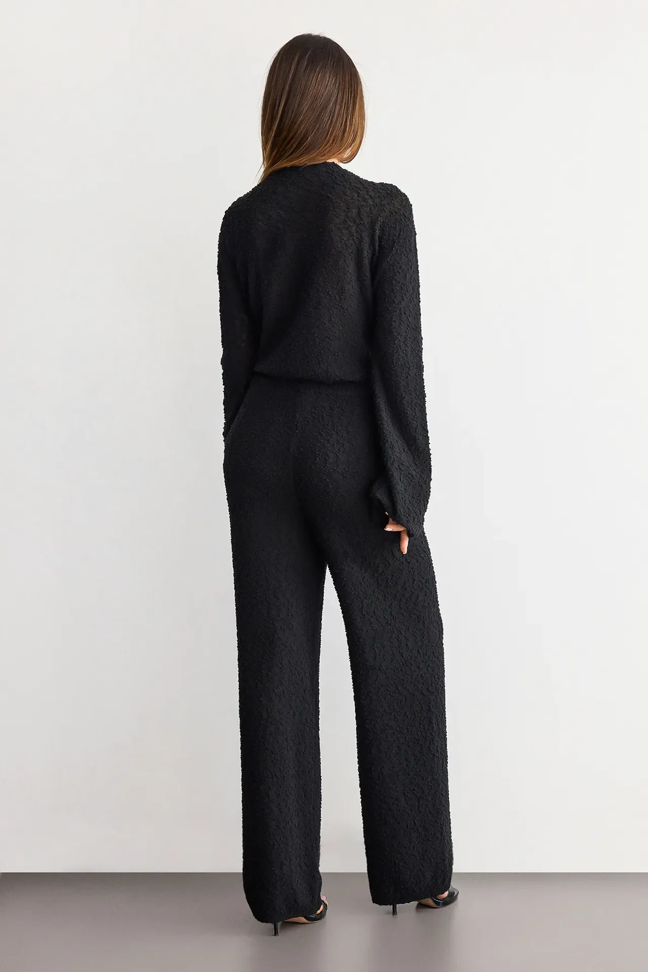 Textured Knitted Mid-Rise Trousers