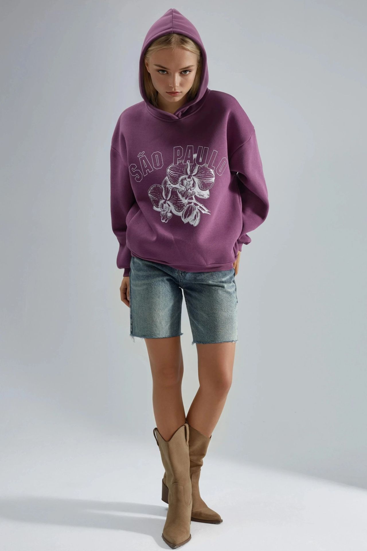 BUSEM Oversized Printed Hooded Sweatshirt 5