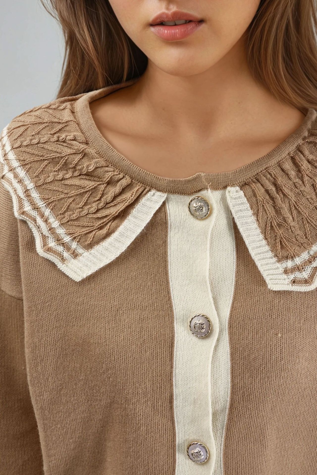 MY FASHION Button-Up Baby Collar Knit Sweater 6