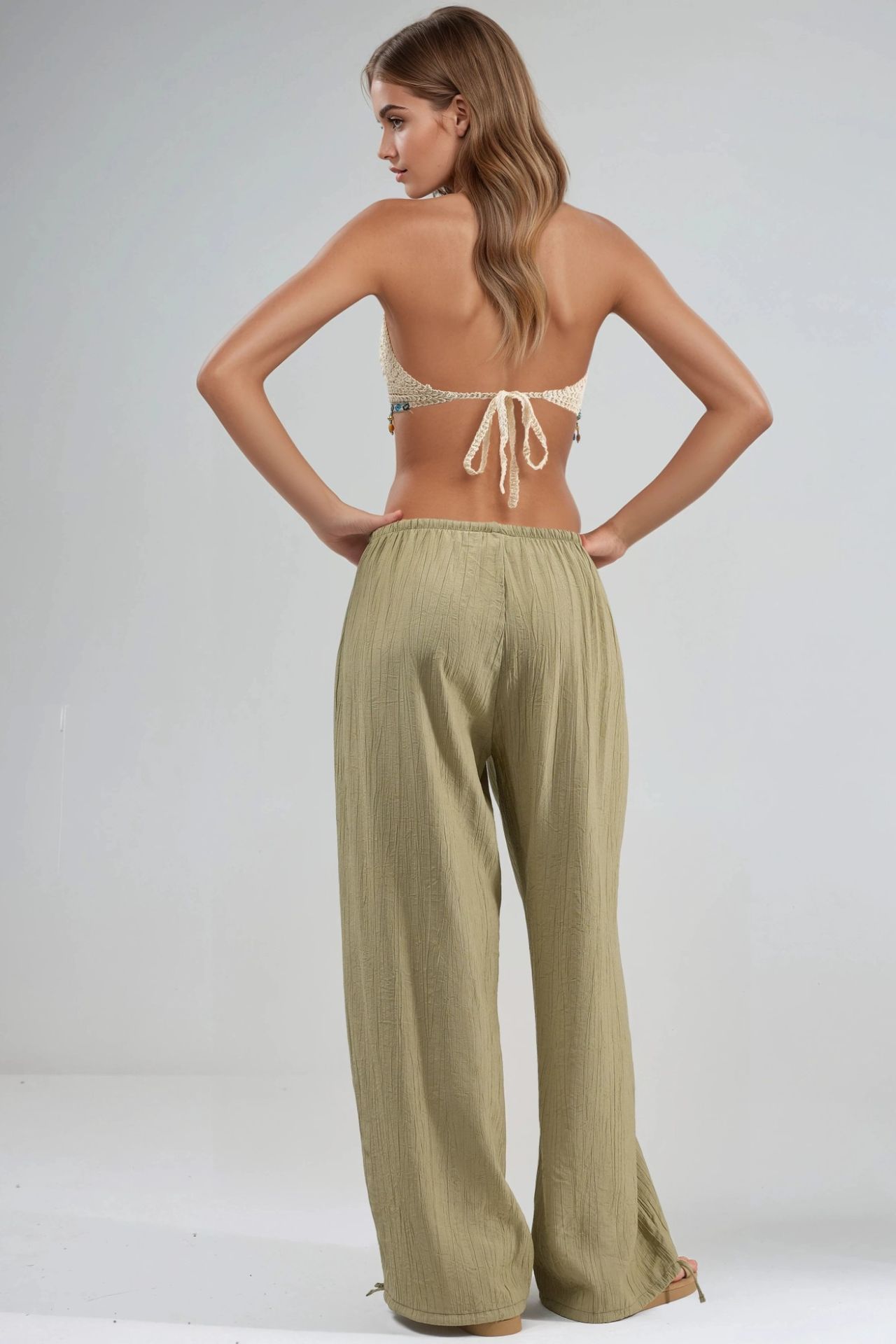 BUSEM Elastic Waist Pants with Tie Detail 3