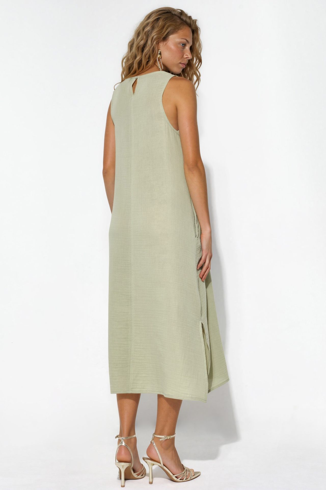 Textured Cotton Midi Beach Dress with Slit 3