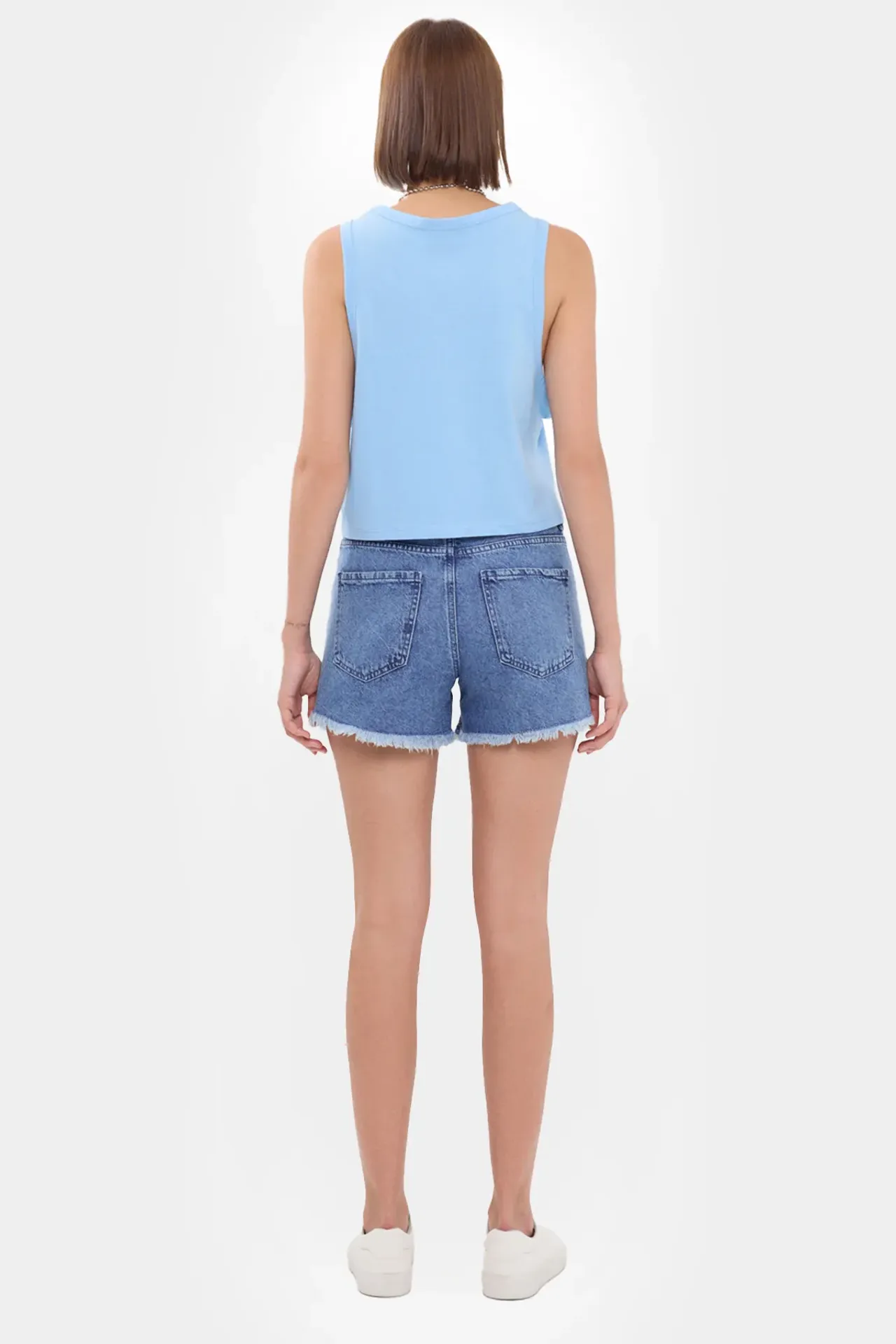 Sleeveless Round Neck Solid Crop Top