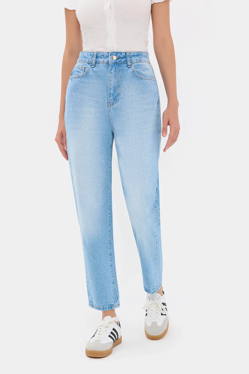 Faded High Waist Straight Leg Jeans