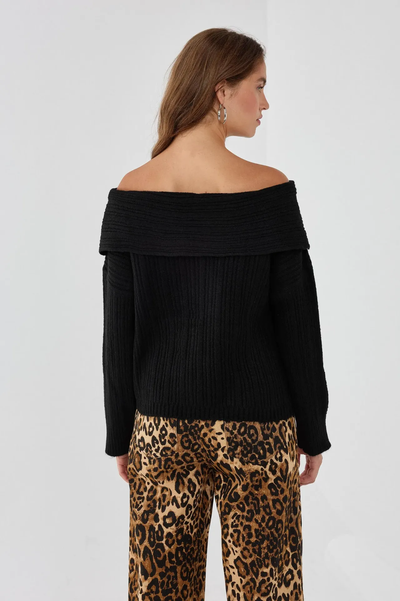Carmen Collar Off Shoulder Sweater