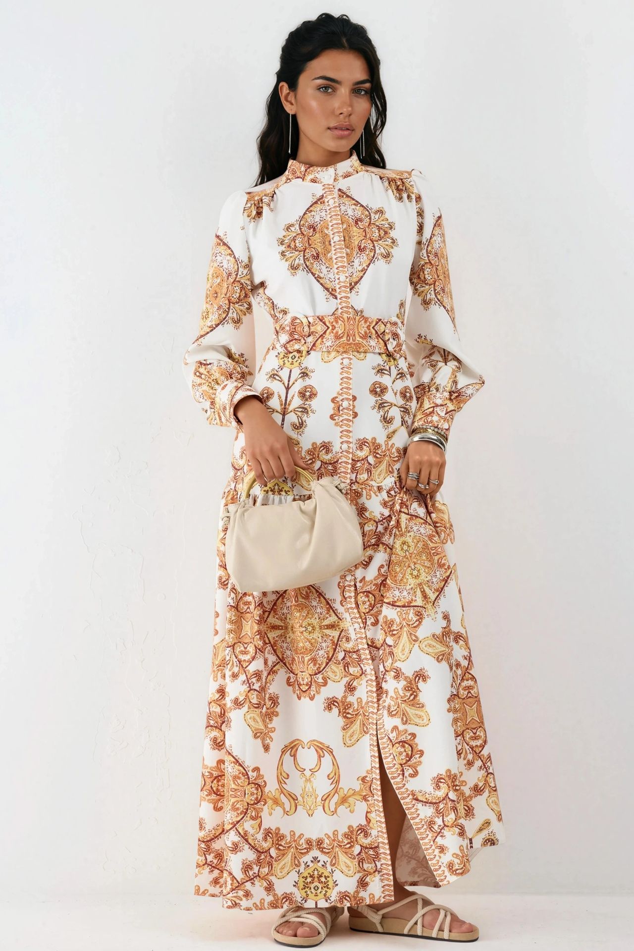 MSN Belted Paisley Print Maxi Shirt Dress 5