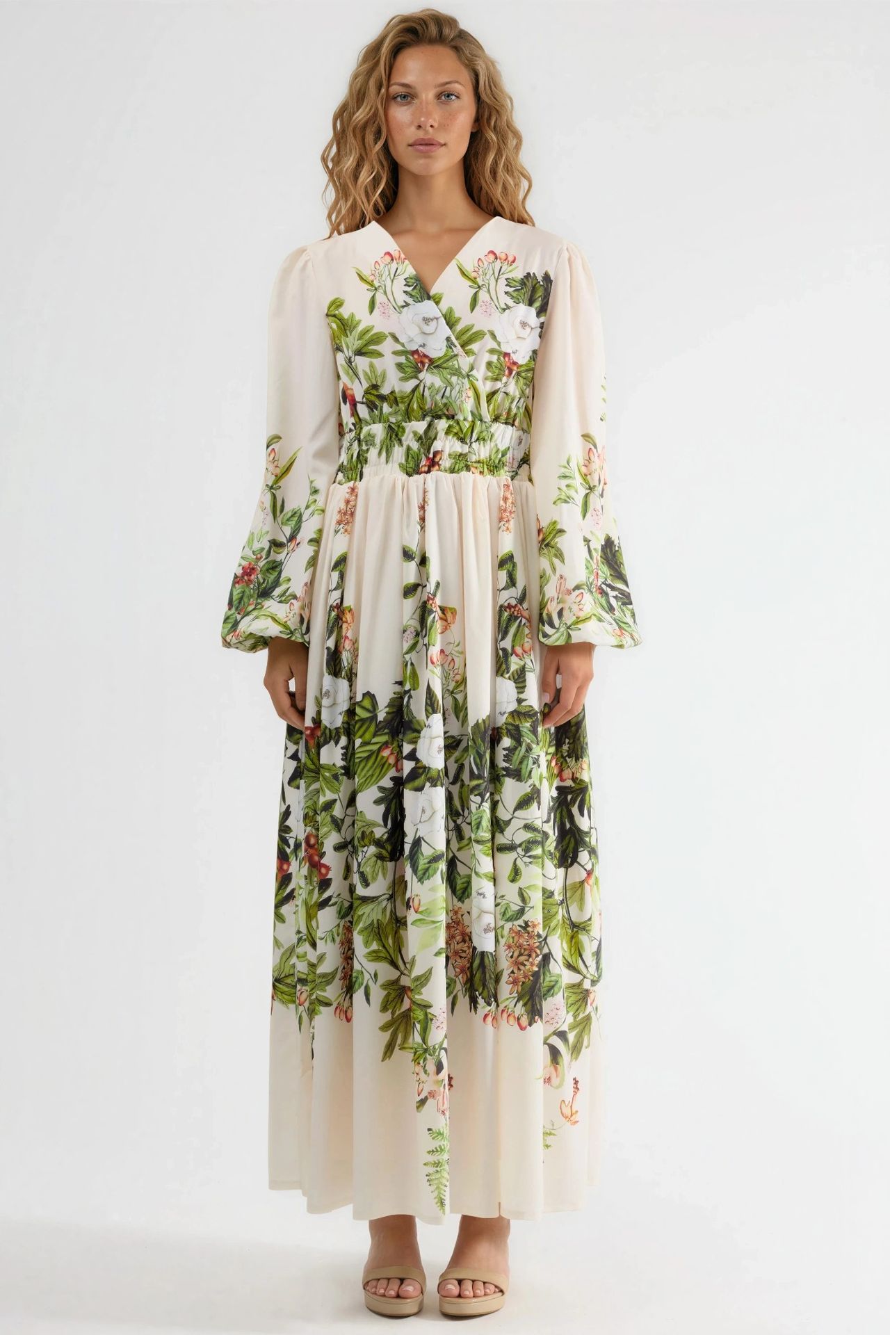 MSN Floral V-Neck Long Sleeve Maxi Dress 7