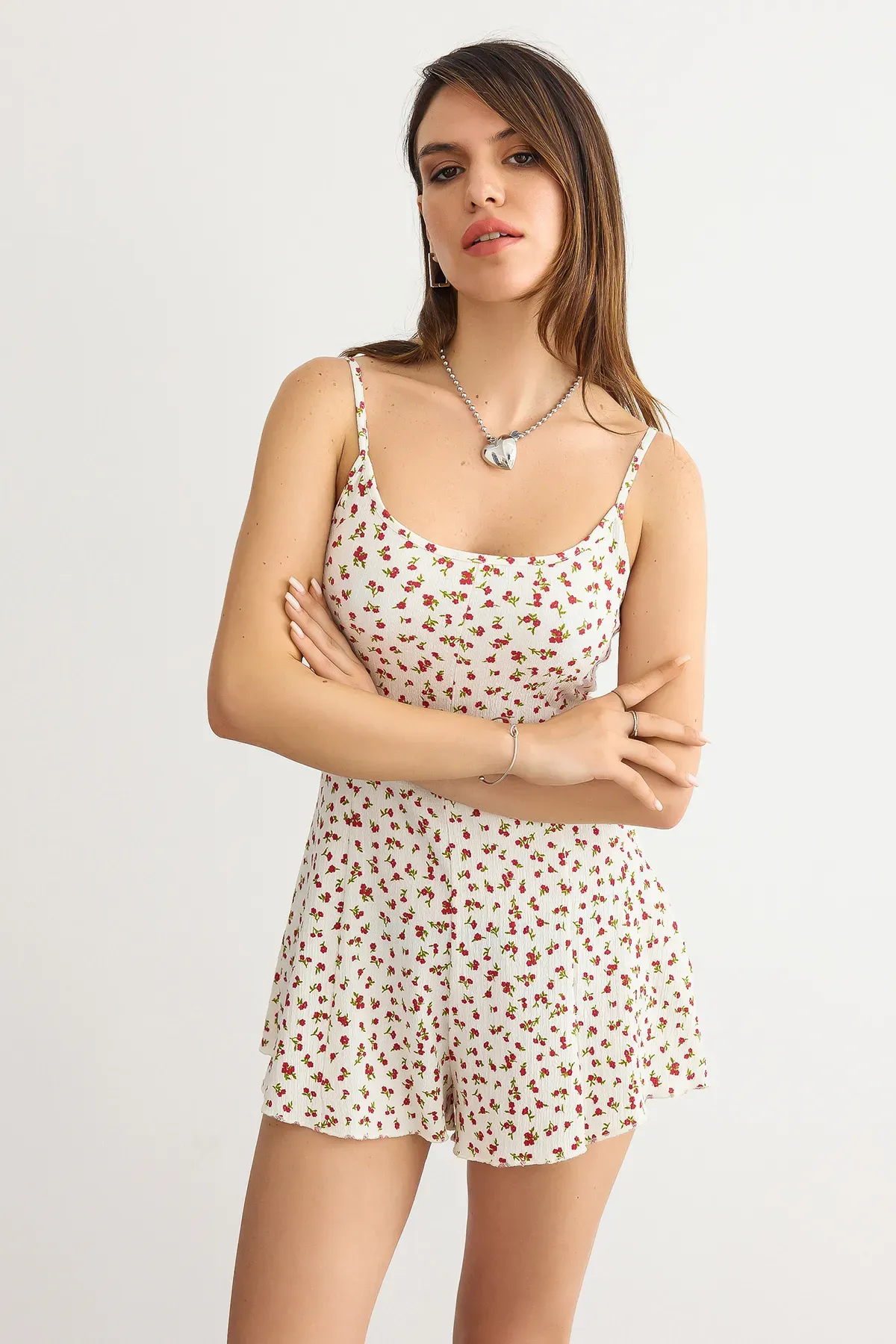Floral Woven Spaghetti-Strap Playsuit 3