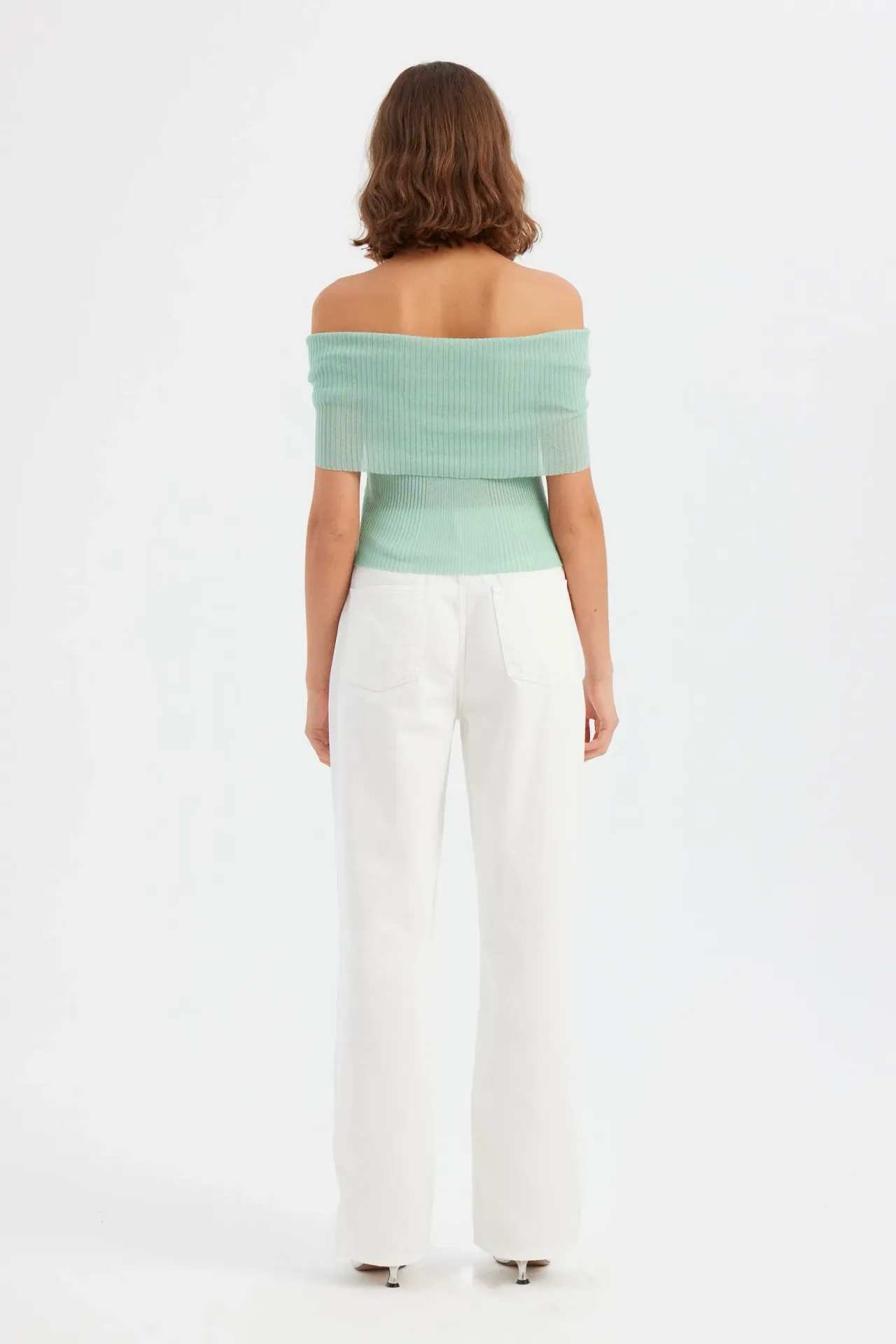 Knitted Ribbed Short-Sleeve Cropped Top