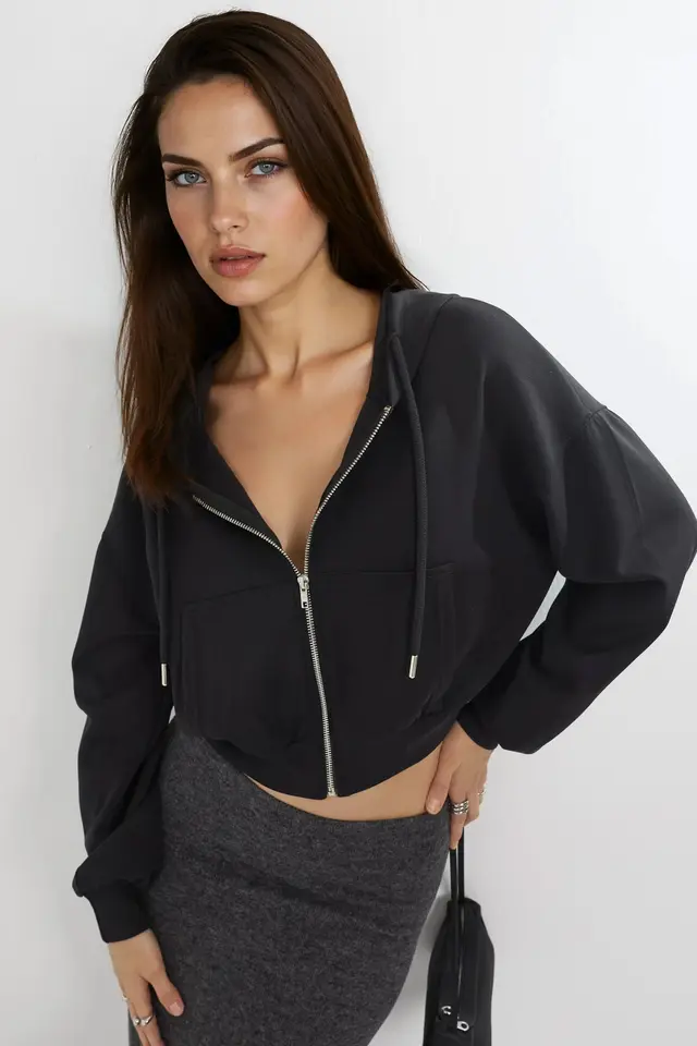 BUSEM Hooded Zippered Short Jacket