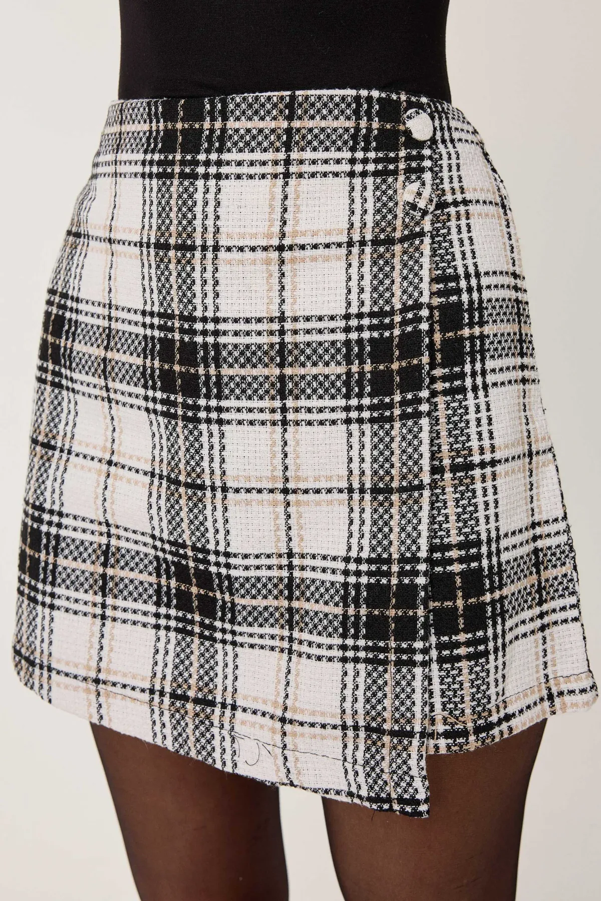 High-Waist Plaid Jacquard Skorts 4