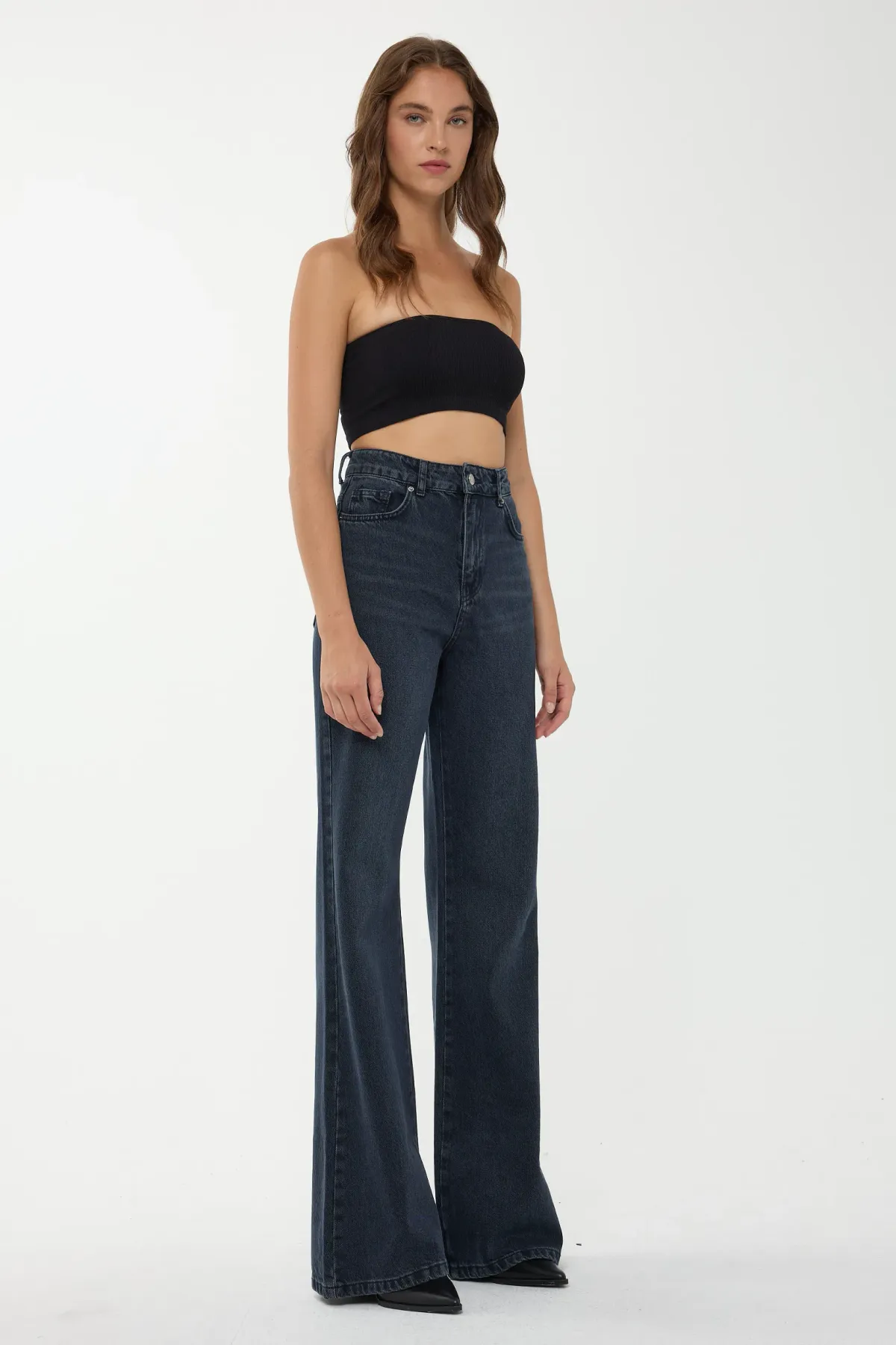 High Waist Wide Leg Denim Jeans 2