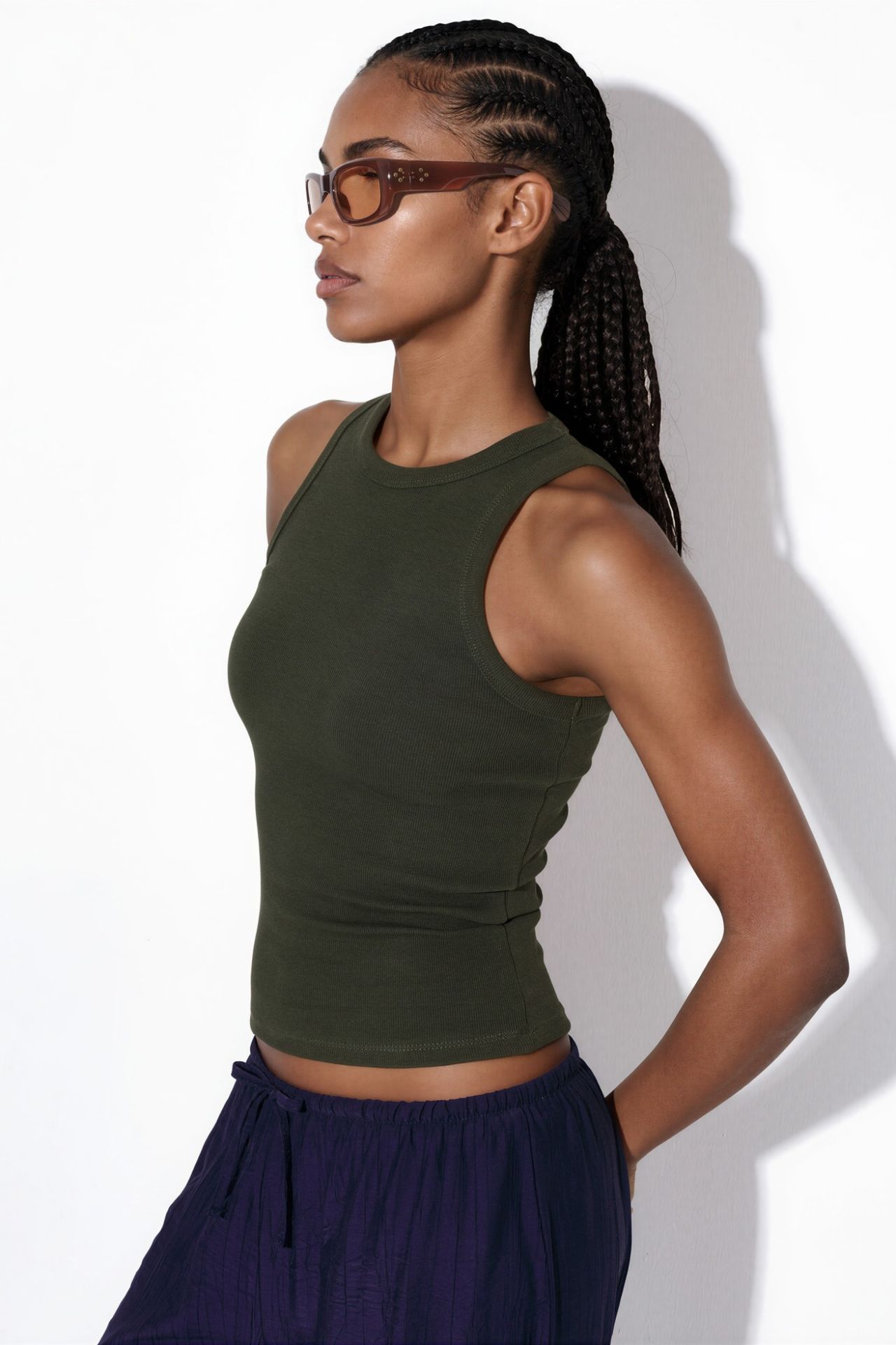 BUSEM Ribbed Cotton-Blend Tank Top 2