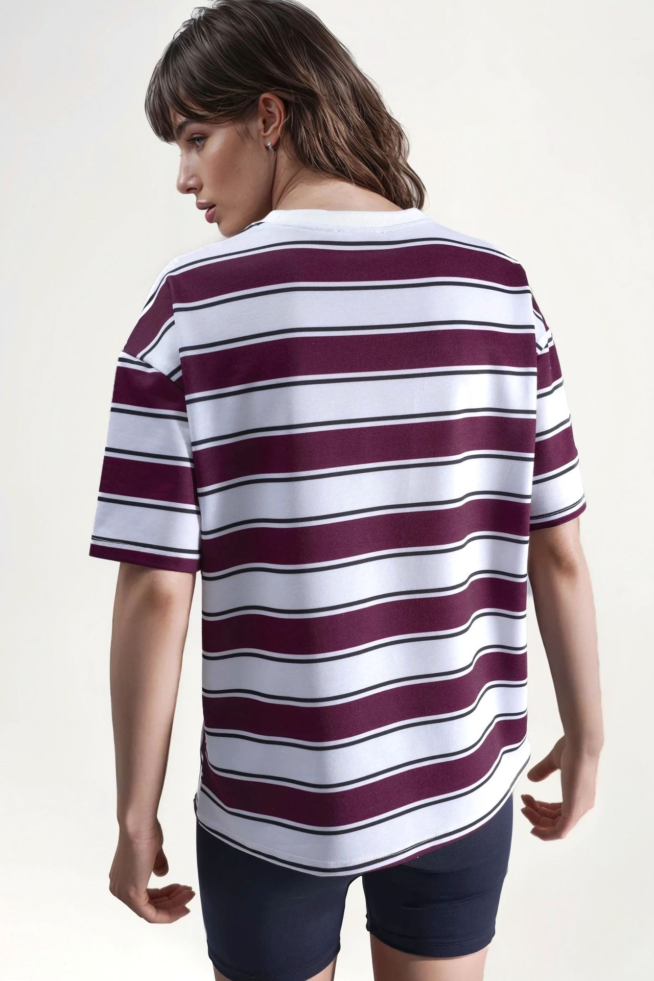 Striped Crew Neck Oversized T-Shirt
