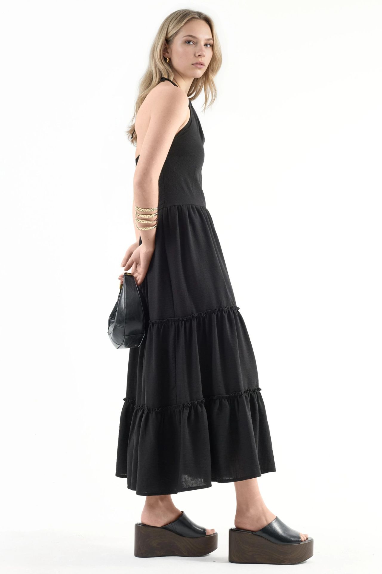 BUSEM Frilly Halter Neck Maxi Dress 2