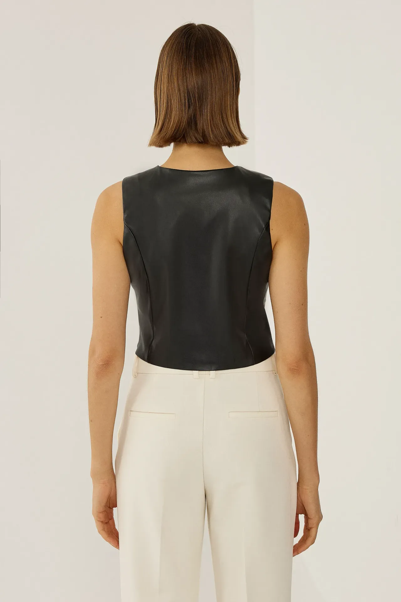 Faux Leather Tie Up Vest