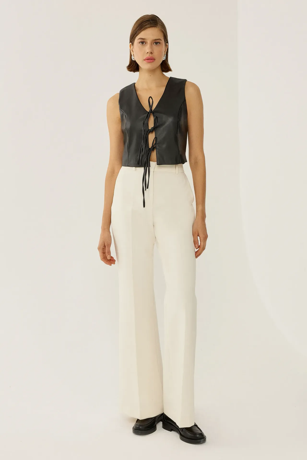 Faux Leather Tie Up Vest