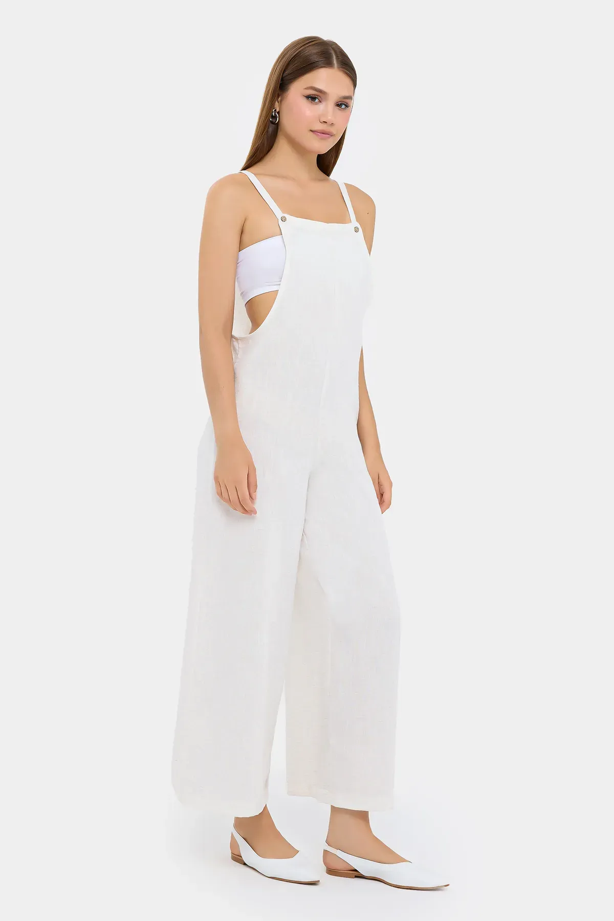 Button-Front Wide-Leg Jumpsuit 3