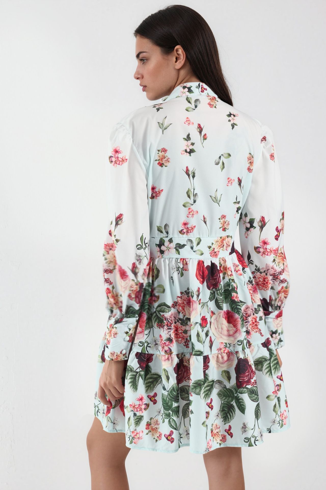 MSN Printed Long-Sleeve A-Line Mini Dress 3