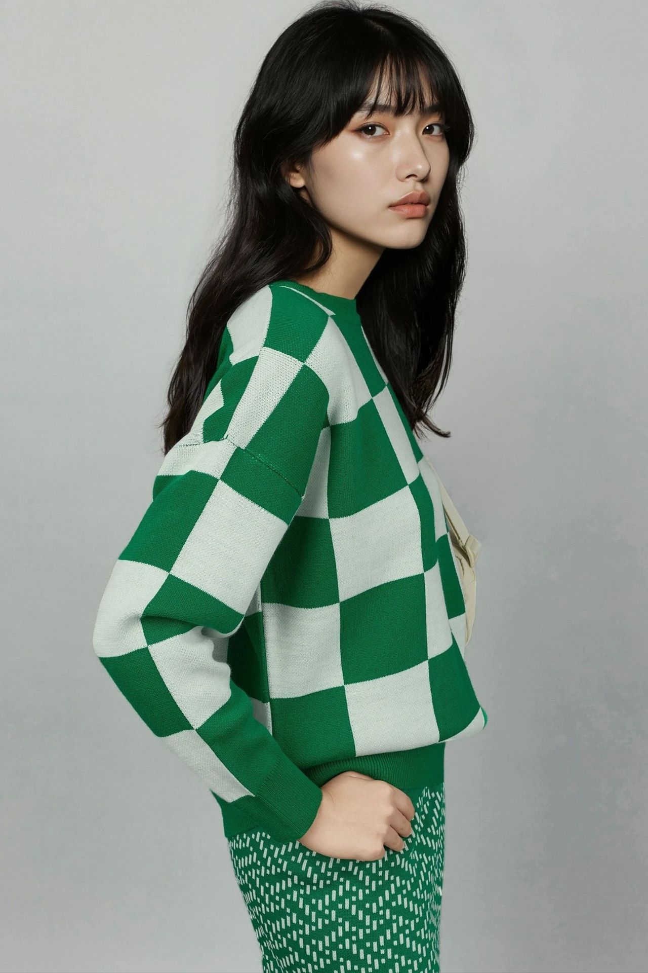 MY FASHION Plaid Ribbed Knit Sweater with Comfort Fit 2