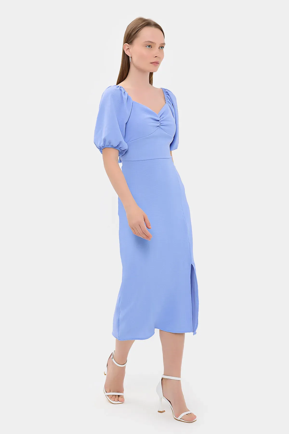 Sweetheart Neck Midi Dress with a Side Slit 2