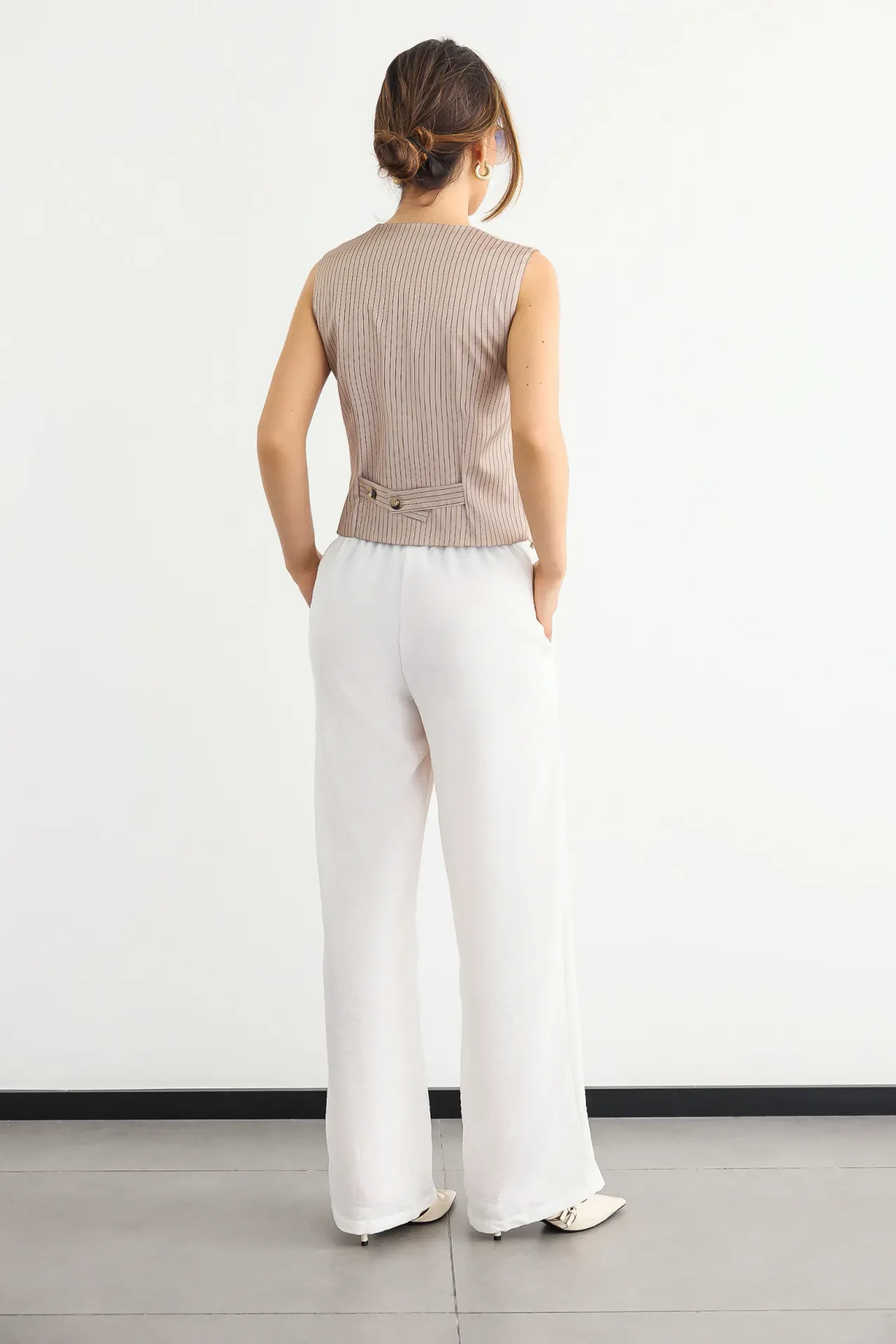 Striped V-Neck Sleeveless Waistcoat