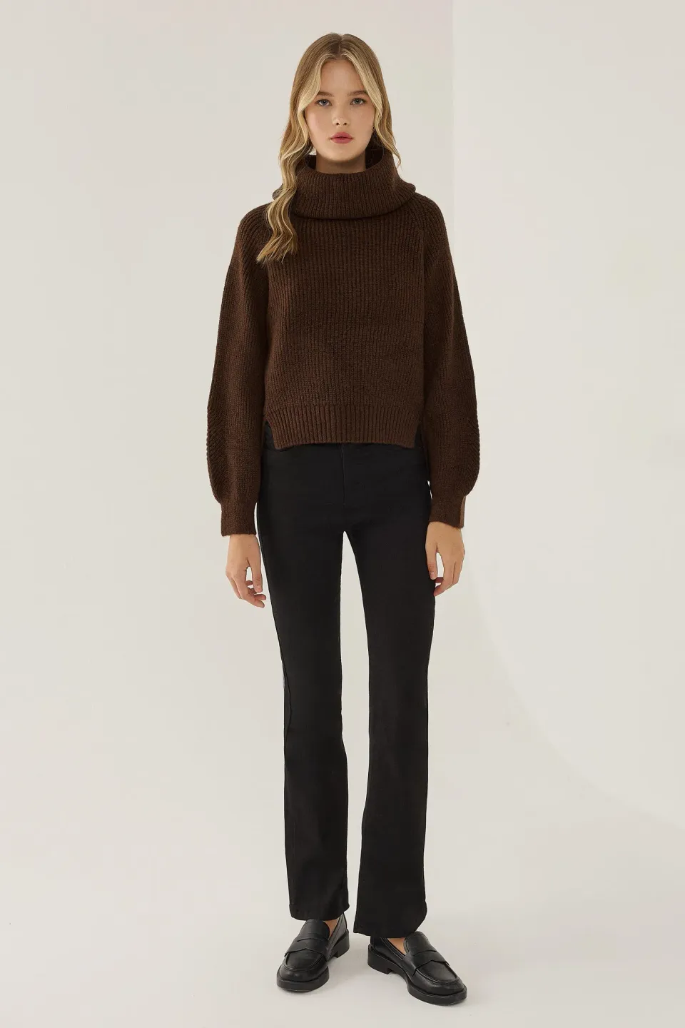 Oversized Turtleneck Knit Sweater