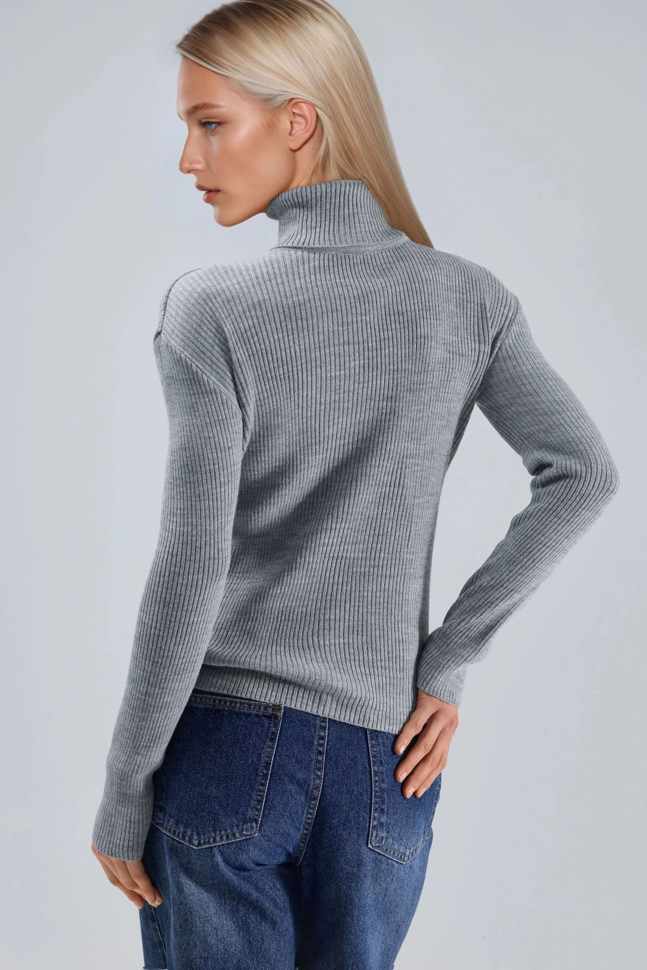 MY FASHION Fitted Textured Turtleneck Sweater 3