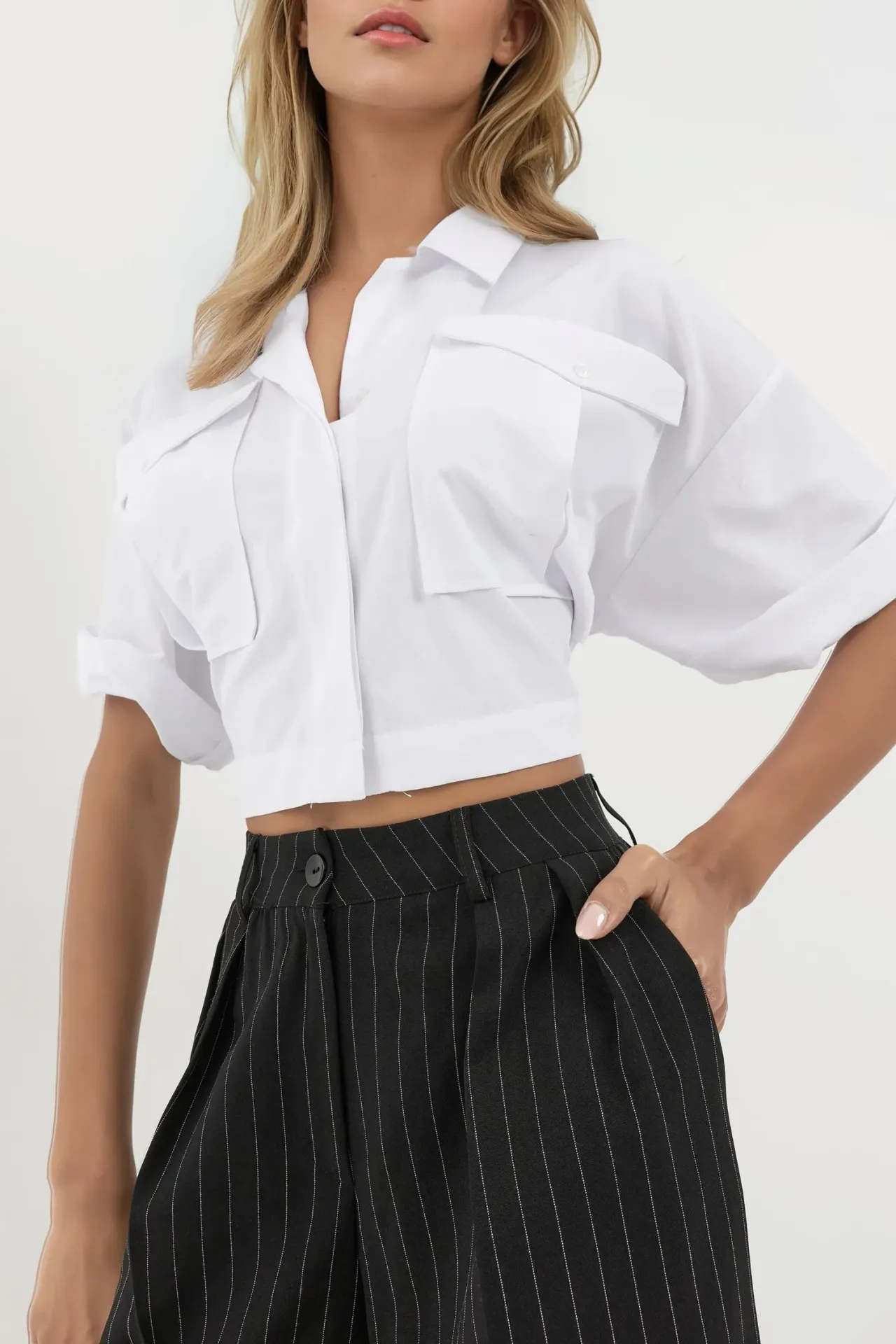 Striped Wide Leg Pleated Palazzo Pants 4