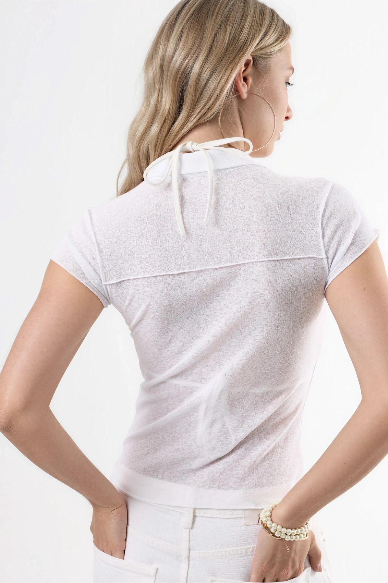 BUSEM Textured Knitted Short Sleeve Shirt with Buttons 3