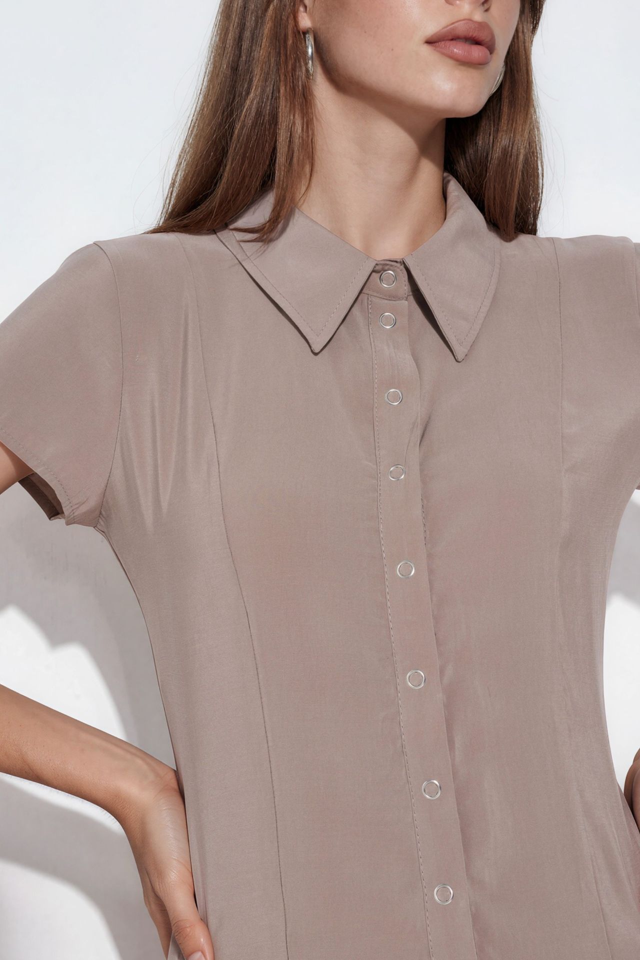 BUSEM Women's A-line Midi Shirt Dress 4
