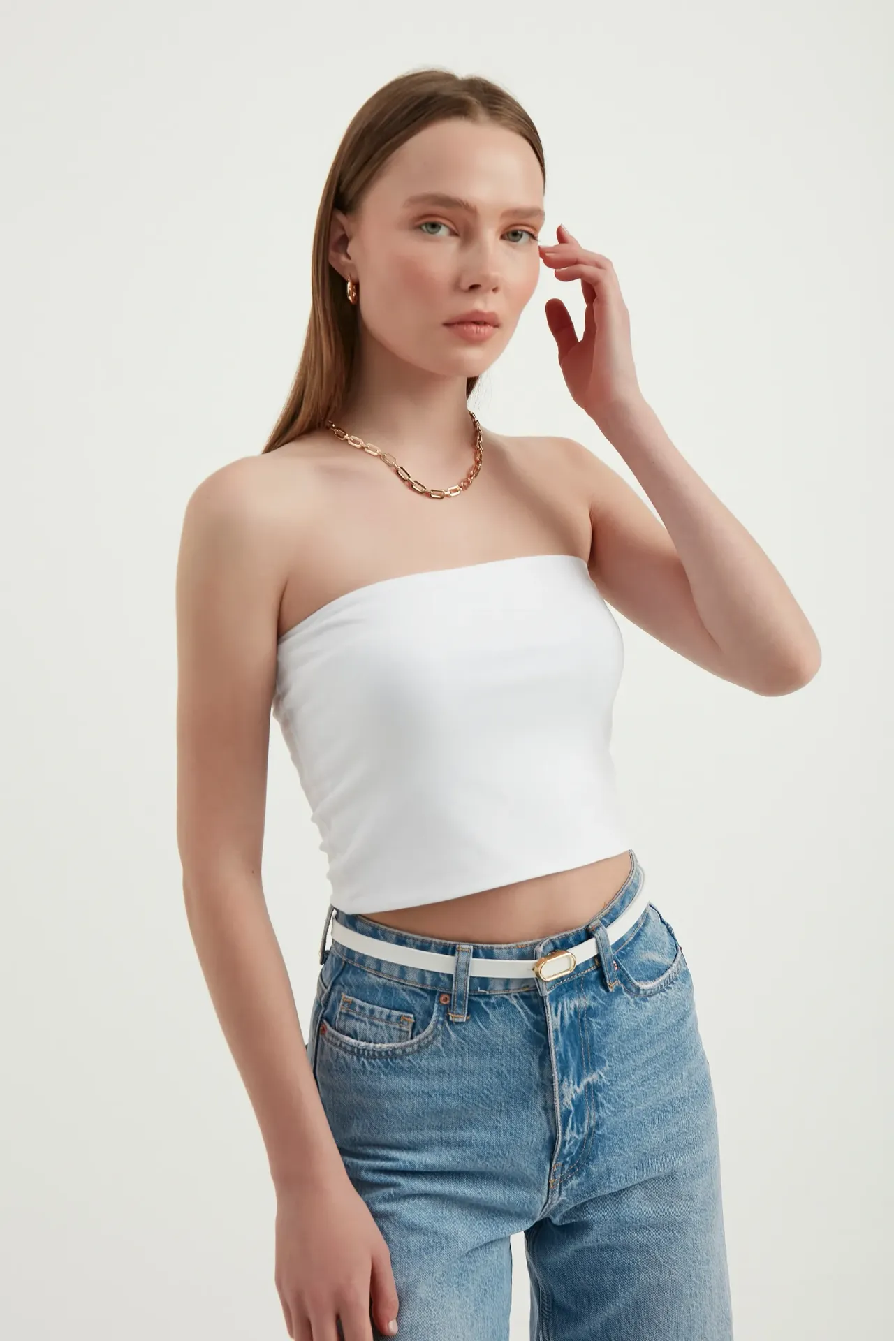 Strapless Basic Sleeveless Cropped Top