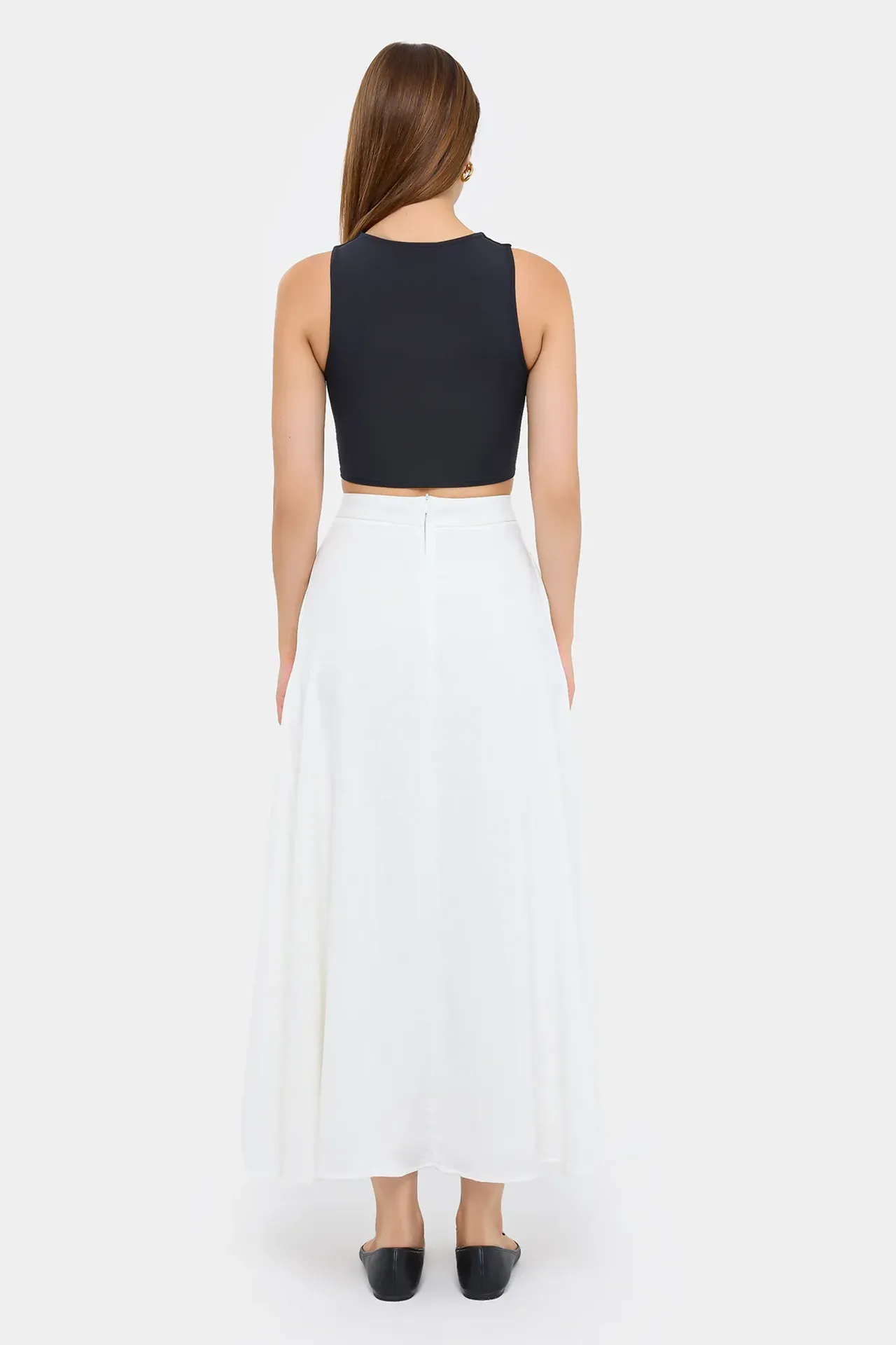 High-Waist Maxi Skirt with Zipper